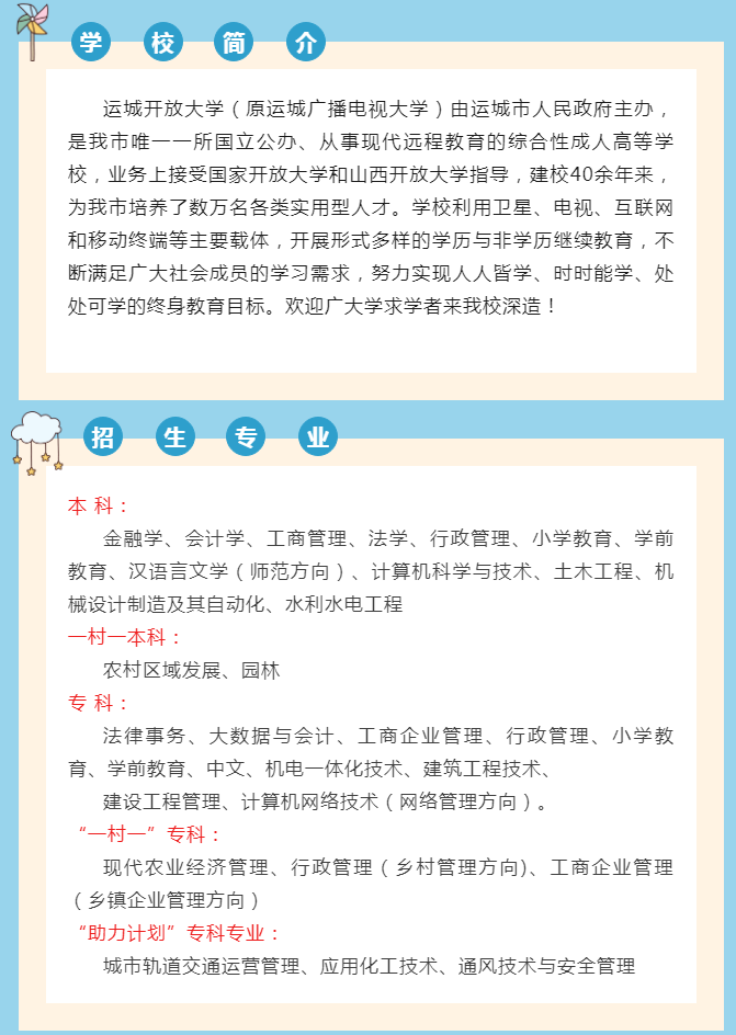 運城芮城開放大學2023年春季招生簡章