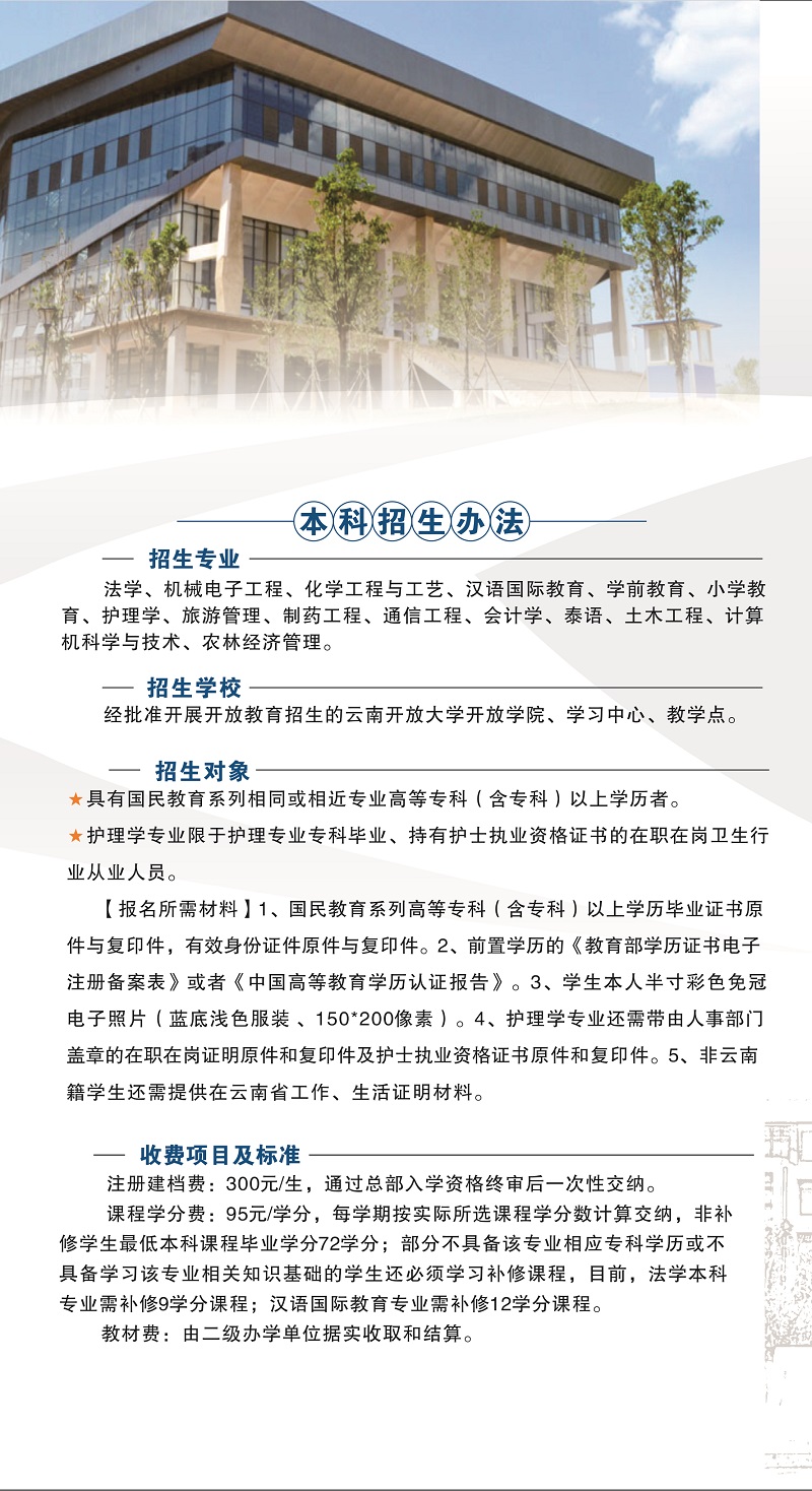 2023年春季云南騰沖開放大學招生簡章