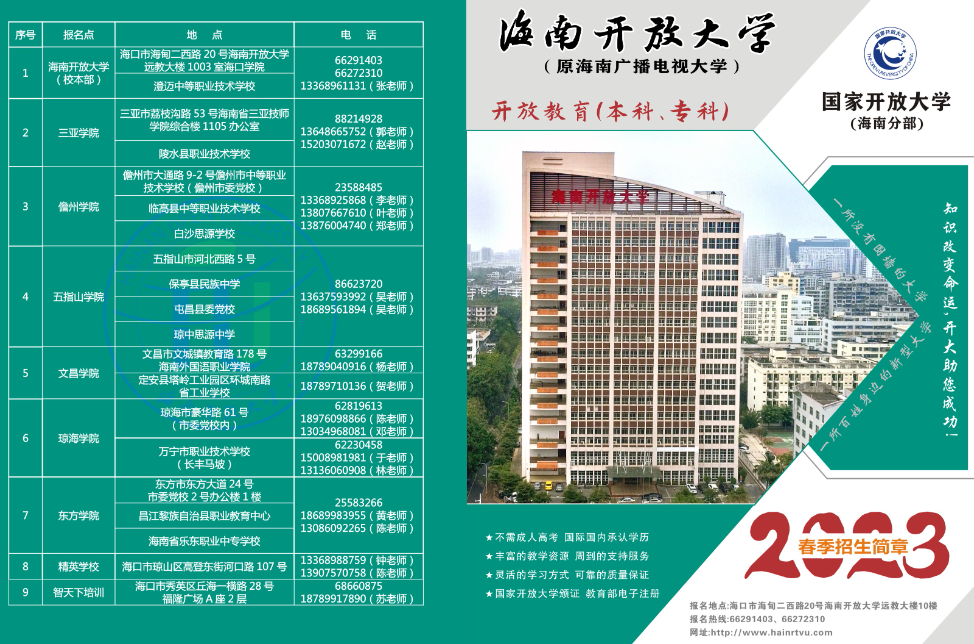 臨高開放大學2023年春季開放教育招生簡章