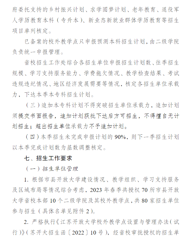 關于做好江蘇開放大學2023年春季招生工作的通知 關于做好江蘇開放大學2023年春季招生工作的通知