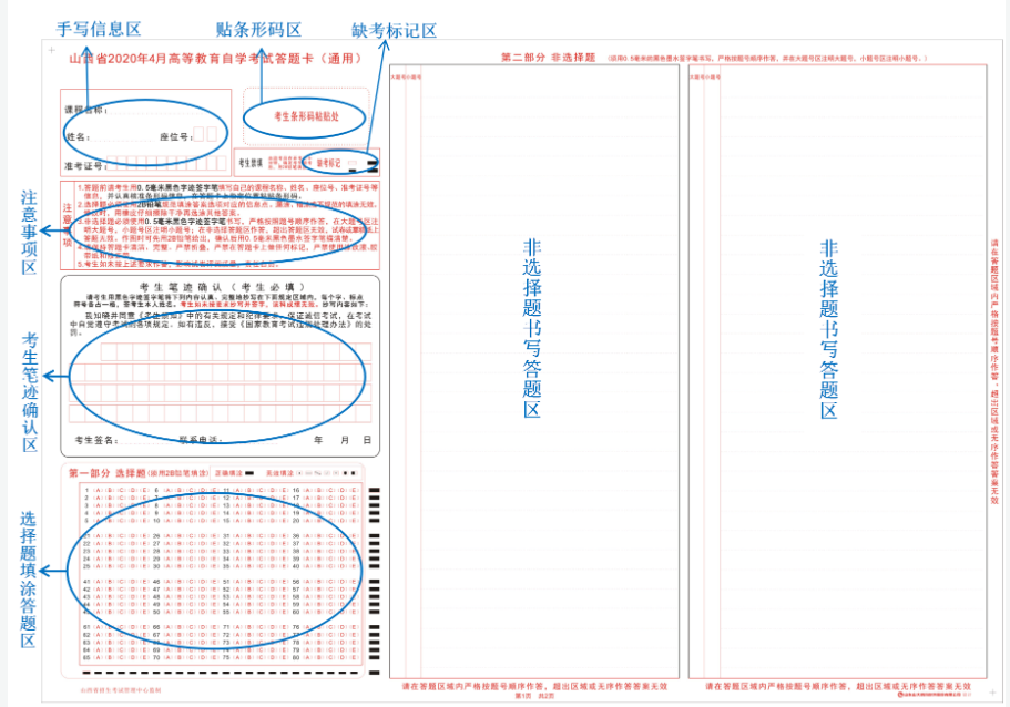山西省2024年高等教育自學考試考生答題注意事項