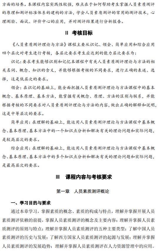 2024年江蘇自學考試大綱14112人員素質測評理論與方法（高綱4024）