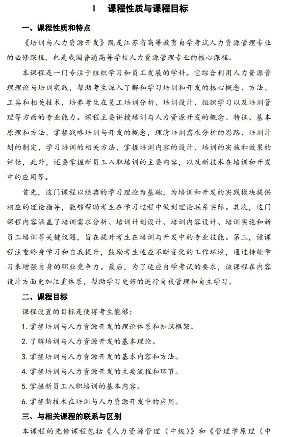 2024年江蘇自學考試大綱14056培訓與人力資源開發（高綱4361)