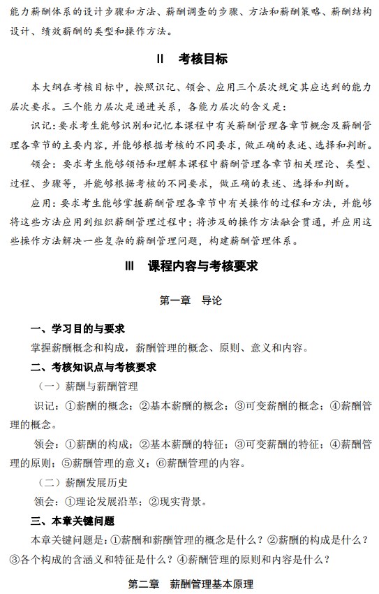 2024年江蘇自學考試大綱06091薪酬管理（高綱4026）