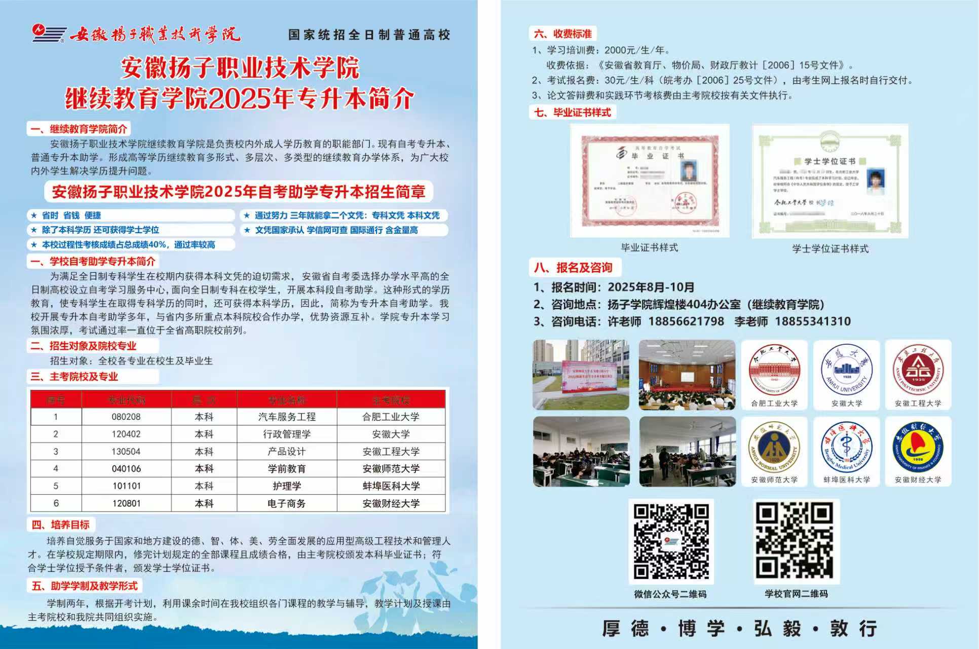 安徽揚子職業技術學院繼續教育學院2025年專升本簡介