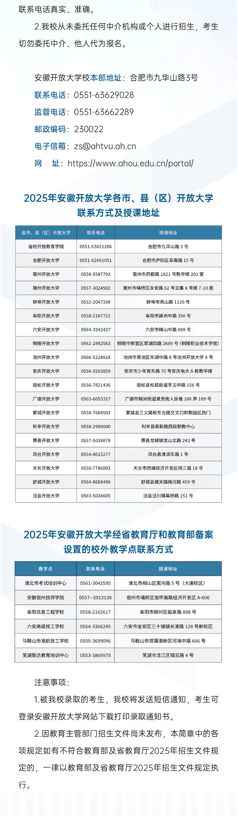 安徽開放大學2025年高等學歷繼續教育招生簡章