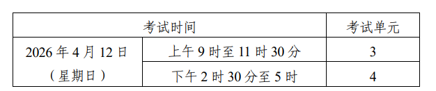 2026年4月湖南省自考考試安排