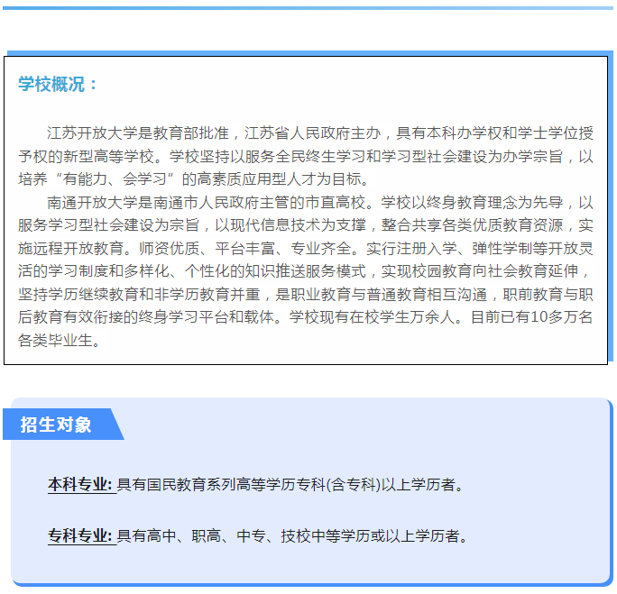 南通開放大學（通州校區）2021秋季招生簡章