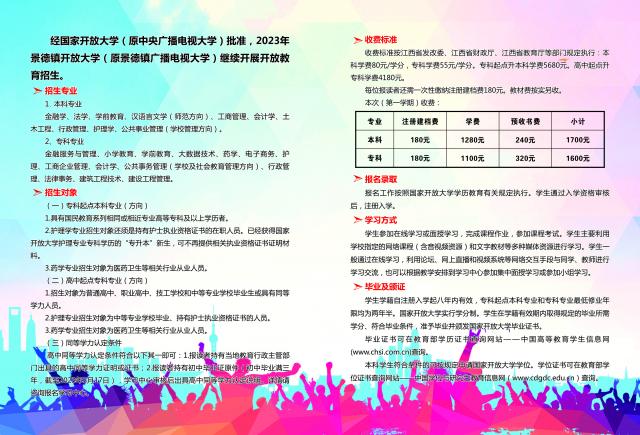 景德鎮開放大學2023年春季開放教育招生簡章