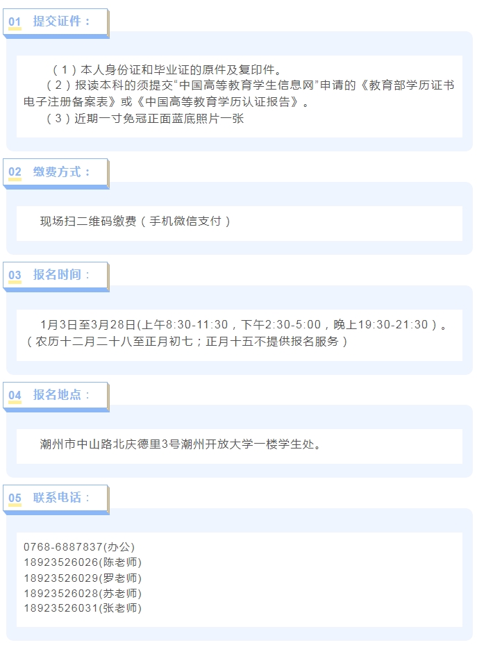 潮州開放大學2023年春季招生簡章