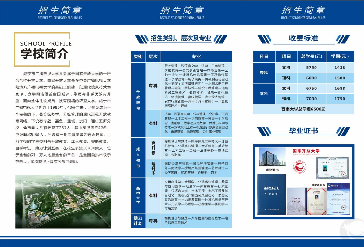 咸寧赤壁開放大學招生簡章