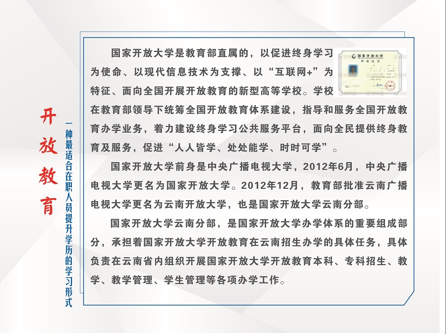 2023國開云南瀘水分部春季招生簡章