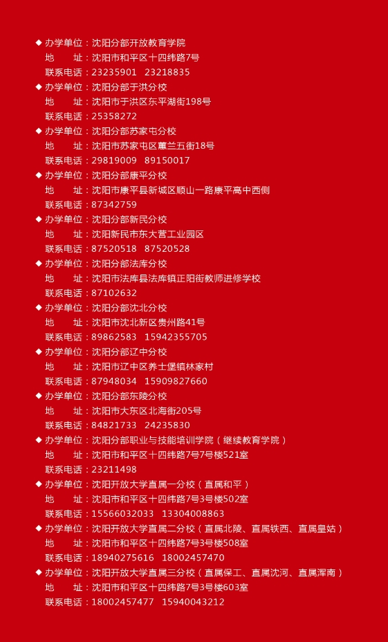 沈陽康平開放大學秋季開放教育招生簡章