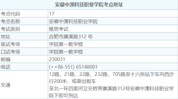 2022年安徽中澳科技職業學院雅思考試時間地點及防疫要求