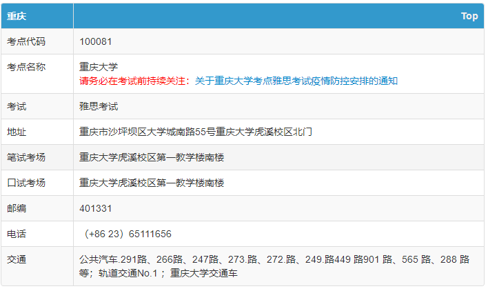 重慶有哪些雅思考點 考試時間是什么時候