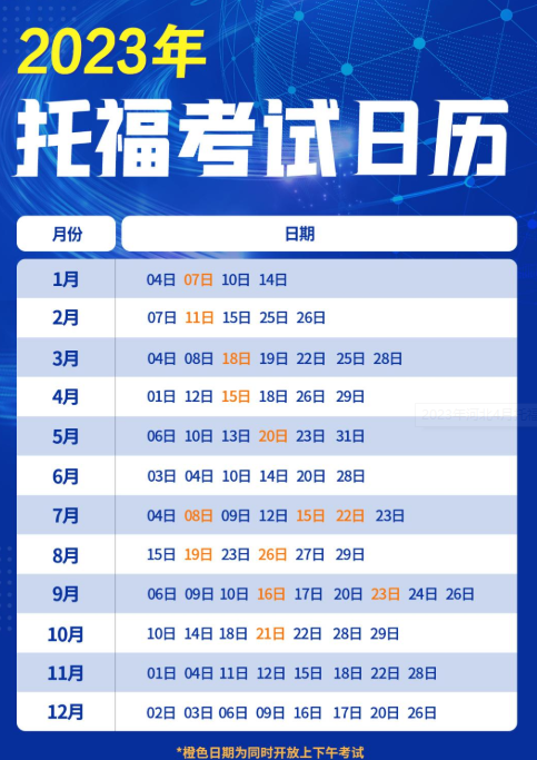 2023年四川6月托福考試時間