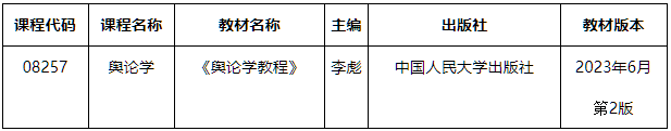 內蒙古招生考試信息網：關于我區高等教育自學考試“輿論學”課程考試教材調整的公告
